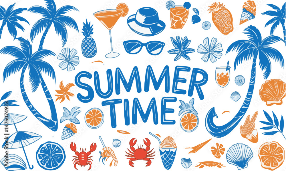 Obraz premium Modern vector illustration inspired by summer vacation elements, easily scalable and editable