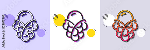 Ice cream bubble waffle line icon. Halftone dotted pattern. Gradient icon with grain shadow. Vanilla sundae cone sign. Frozen summer dessert symbol. Line ice cream icon. Various designs. Vector