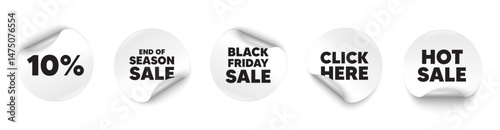 Wallpaper Mural Discount sticker tag. Season sale, Black friday paper price banners. 10 percent off sale tag. Discount offer price sign. Special offer symbol. Click here sticker. Vector Torontodigital.ca