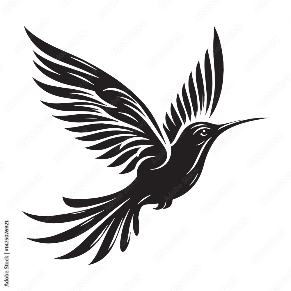 Obraz premium Nature’s Jewel Hummingbird silhouette – Hummingbird illustration – Minimalist Hummingbird vector – Bird silhouette
