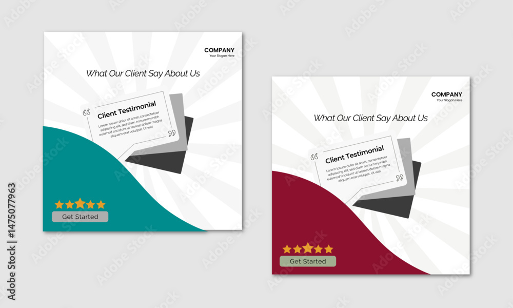 Customer testimonials and Minimalist client feedback social media post design
