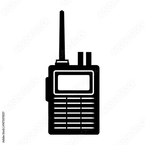 Illustration of a black walkie talkie with an antenna and a screen on a white background vector image