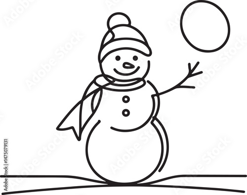 Snowman Icon Line Drawing