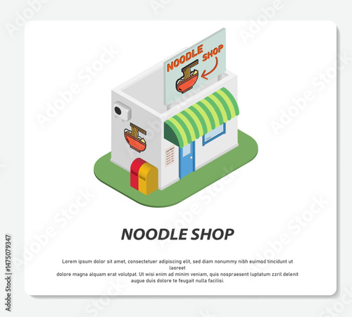 3D Shop Building With Logo Electro Noodle Fast Food Simple