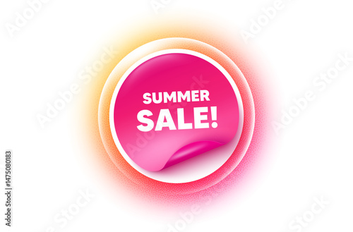 Summer sale sticker orange gradient. Paper offer price tag. Summer Sale tag. Special offer price sign. Advertising Discounts symbol. Sticker label. Grain dots effect. Vector