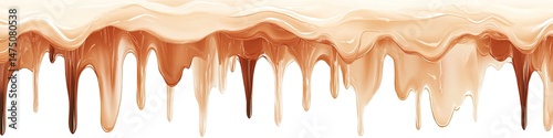 Dripping, flowing, light beige and brown liquid