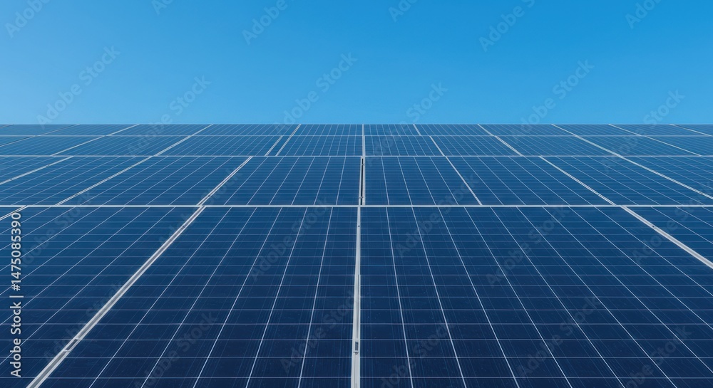 Solar panels against a blue sky represent renewable energy and sustainability. Solar panels against a blue sky represent renewable energy and sustainability.