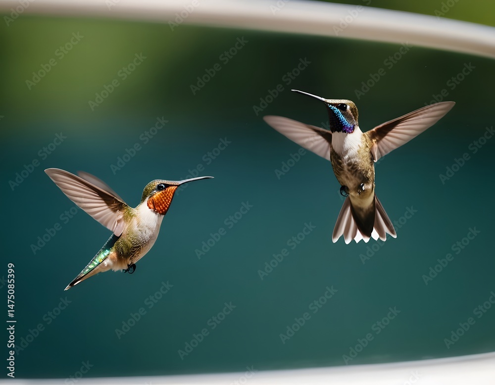 Fototapeta premium Two Hummingbirds in Flight
