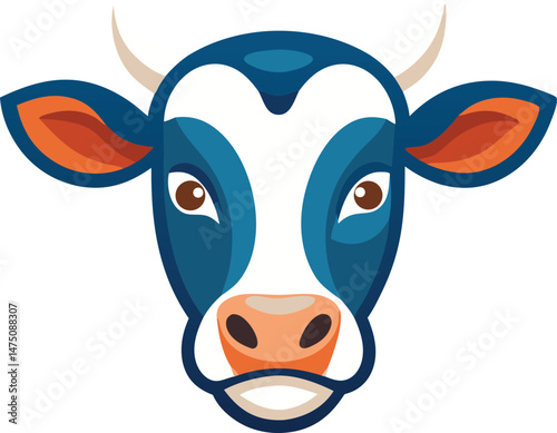 High detail flat vector icon of a cow head with smooth edges 