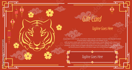Chinese Gift Card Banner Logo Icon Simple Vector Flat Design