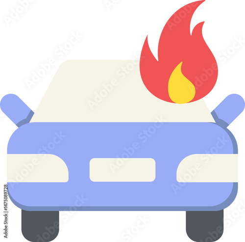Fire Car Flat Icon