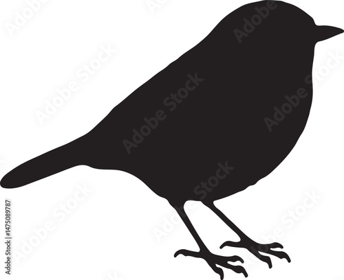 chickadee bird silhouette vector illustration with a white background