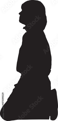  vector silhouette,side view of a woman on knees