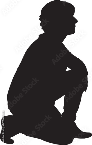  vector silhouette,side view of a woman on knees
