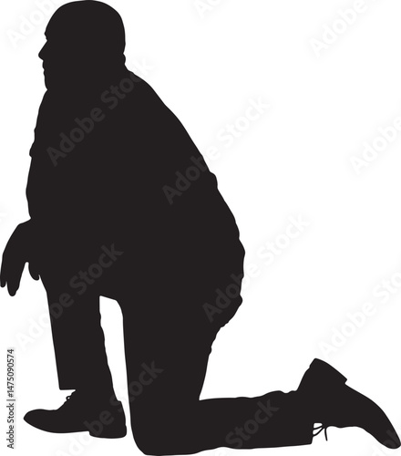  vector silhouette,man on kness looking away