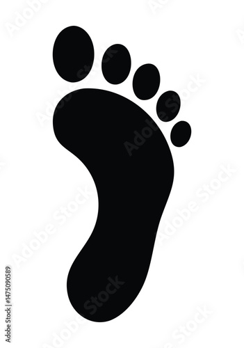 Human footprint silhouette, Single footprint art vector, Vector of single Human footprint, Vector illustration.