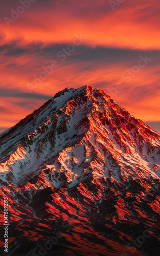 Majestic Mountain Peak at Sunset with Dramatic Colors