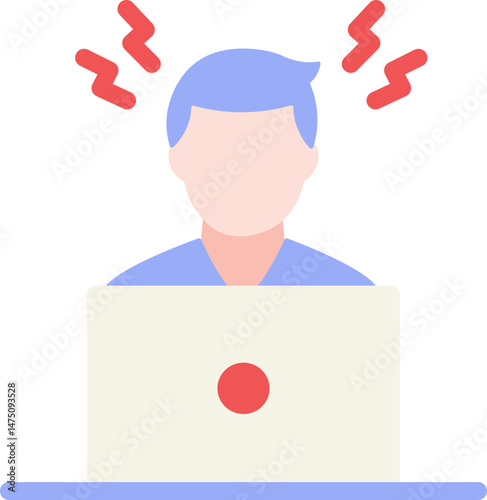 Man Work Stress Flat Icon