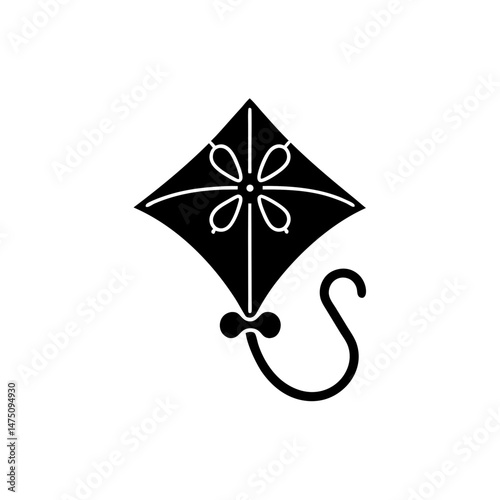 creative details Outline silhouette Kite toy icon Vector Illustration