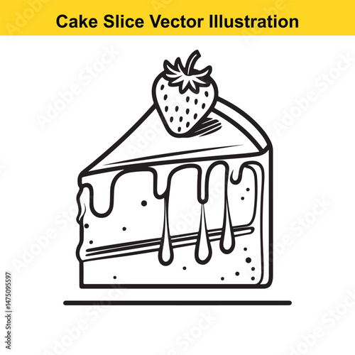 Delicious Strawberry Cake Slice Illustration