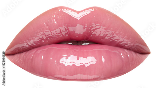 glossy plump lips in pink shades glass like surface frontal view surreal and polished aesthetic isolated on a transparent background 21921732 1