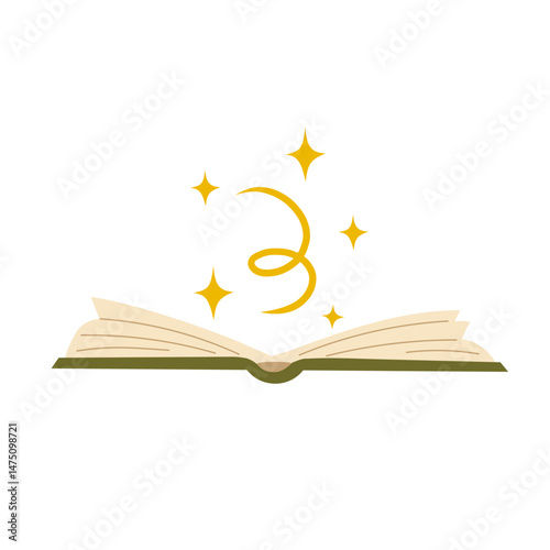 Book of magic spells, fairy tales or games about witchcraft, ancient volumes with esoteric recipes and mystical charms. Hand drawing style