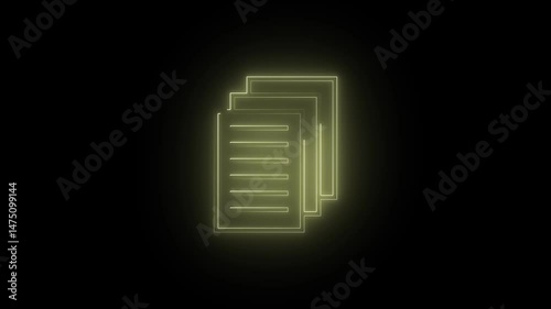 Smart contract icon with document and code lines. Online digital document management, technology, checklist, contract, working, business, approval, inspections, check mark on a black background.