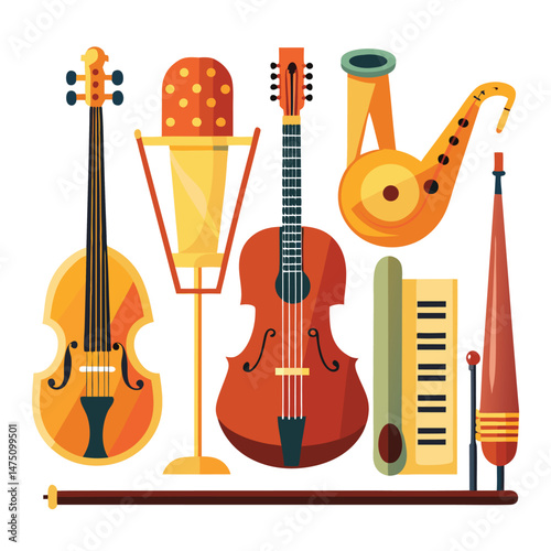 Six classic octave instrument on white background