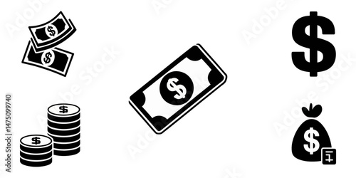 set of dollar symbols, Dollar Sign Set, dollar symbol vector template design, usd currency symbol design, usd logo icon design template.money vector.dollar icon set.