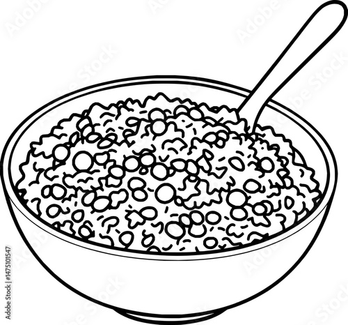 Bowl of Creamy Rice With Yellow Grains and Spoon