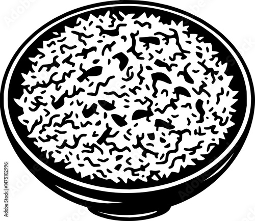 Bowl of Rice A Simple Black And White Illustration