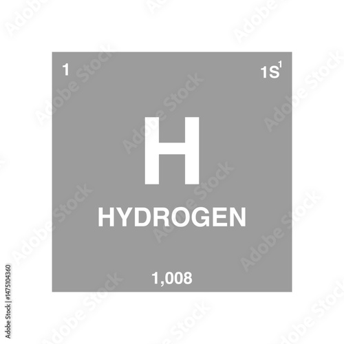Hydrogen symbol vector on periodic table isolated on transparent background