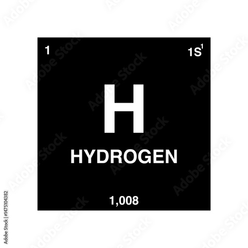 Hydrogen symbol vector on periodic table isolated on transparent background