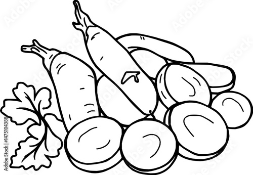 Fresh Carrots and Parsley Sliced and Whole Roots