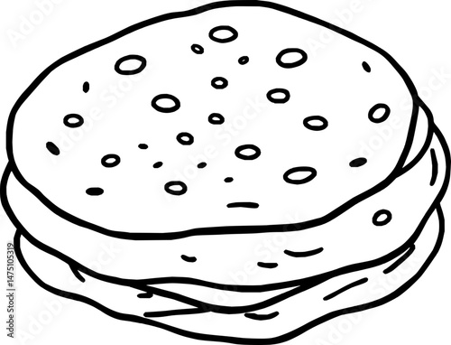 Simple Line Drawing Of A Delicious Double Pancake