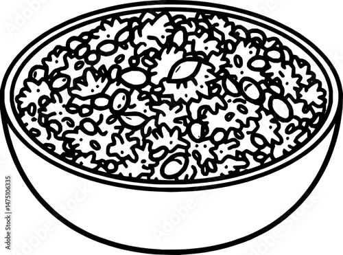 A Bowl of Rice with Lentils and Herbs A Simple Dish