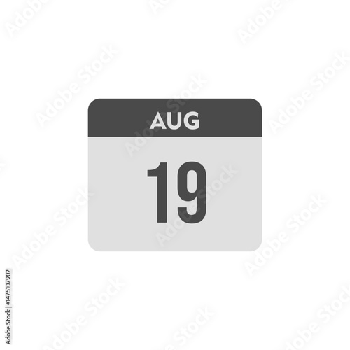 calender icon, 19 august icon with white background