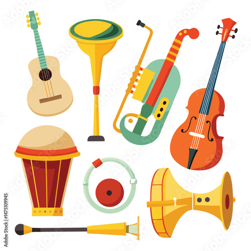 Six classic tempo instrument on white background