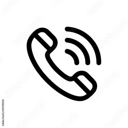 A simple black icon shows a telephone handset with sound waves emanating from it, suggesting a call or communication in progress.