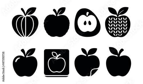 Apple craft silhouette icons set – simple, minimalist and artistic symbols