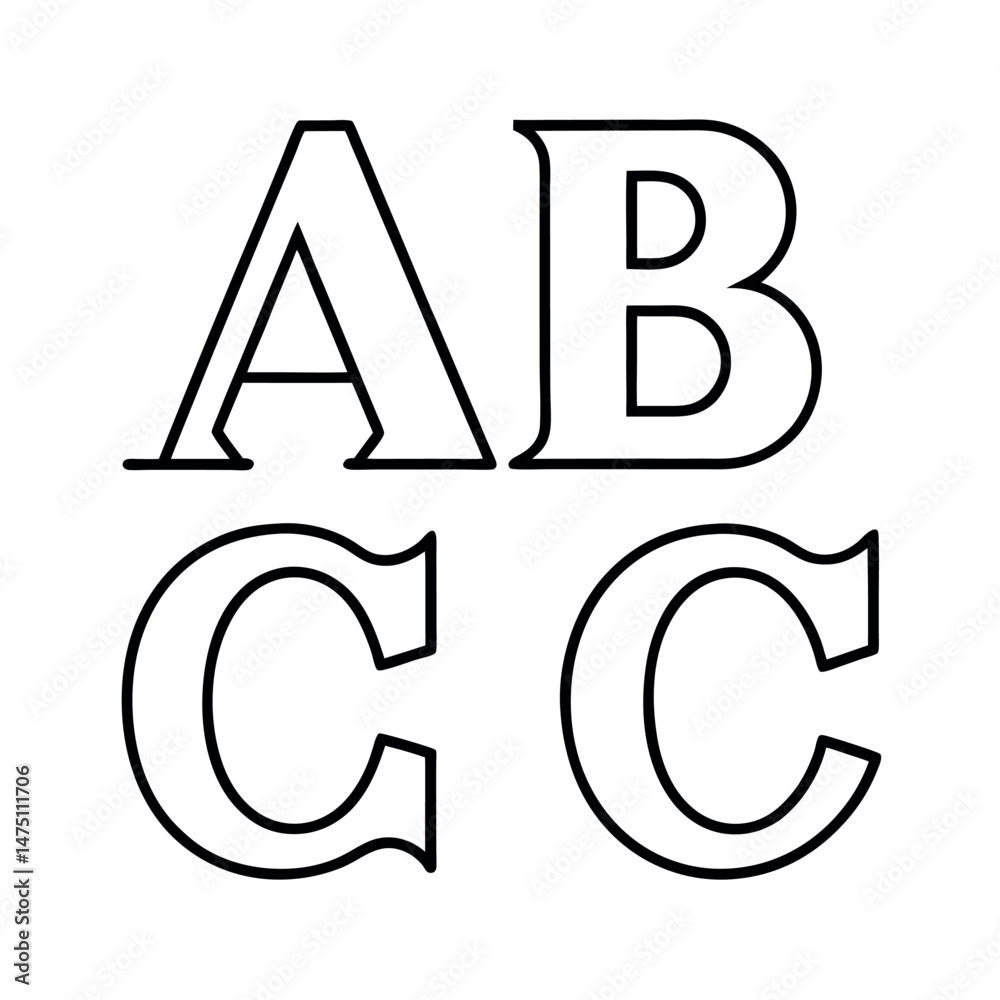 ABC Number Outline Line Art Vector Design ABC Number Outline Line Art Vector Design