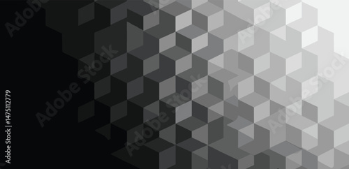 Abstract modern geometrical composition with transition effect, Minimal split vector gradient background with black to white geometric shapes,