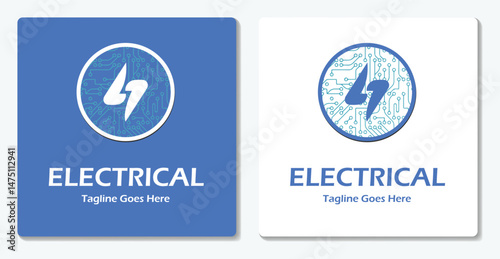 Electrical Thunder Logo Icon Vector Flat Design