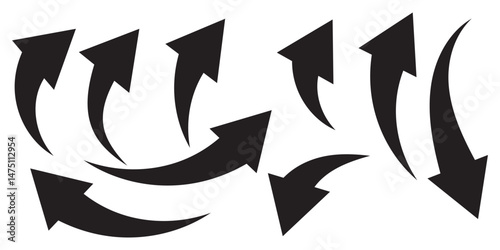 Curved arrow icons. curved arrows set. arrow symbol collection. vector