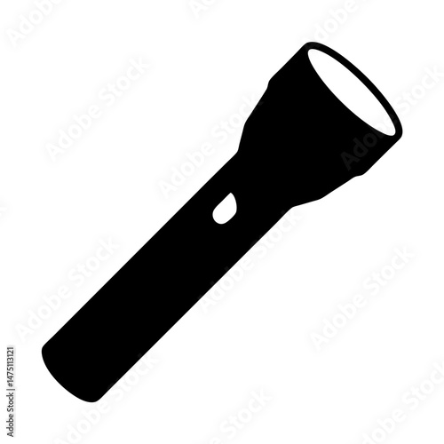 Simple black and white illustration of a flashlight used for illumination