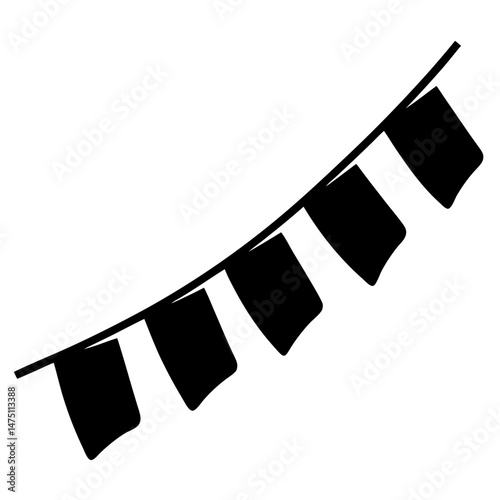 Festive string of celebration flags blowing in the wind as decoration