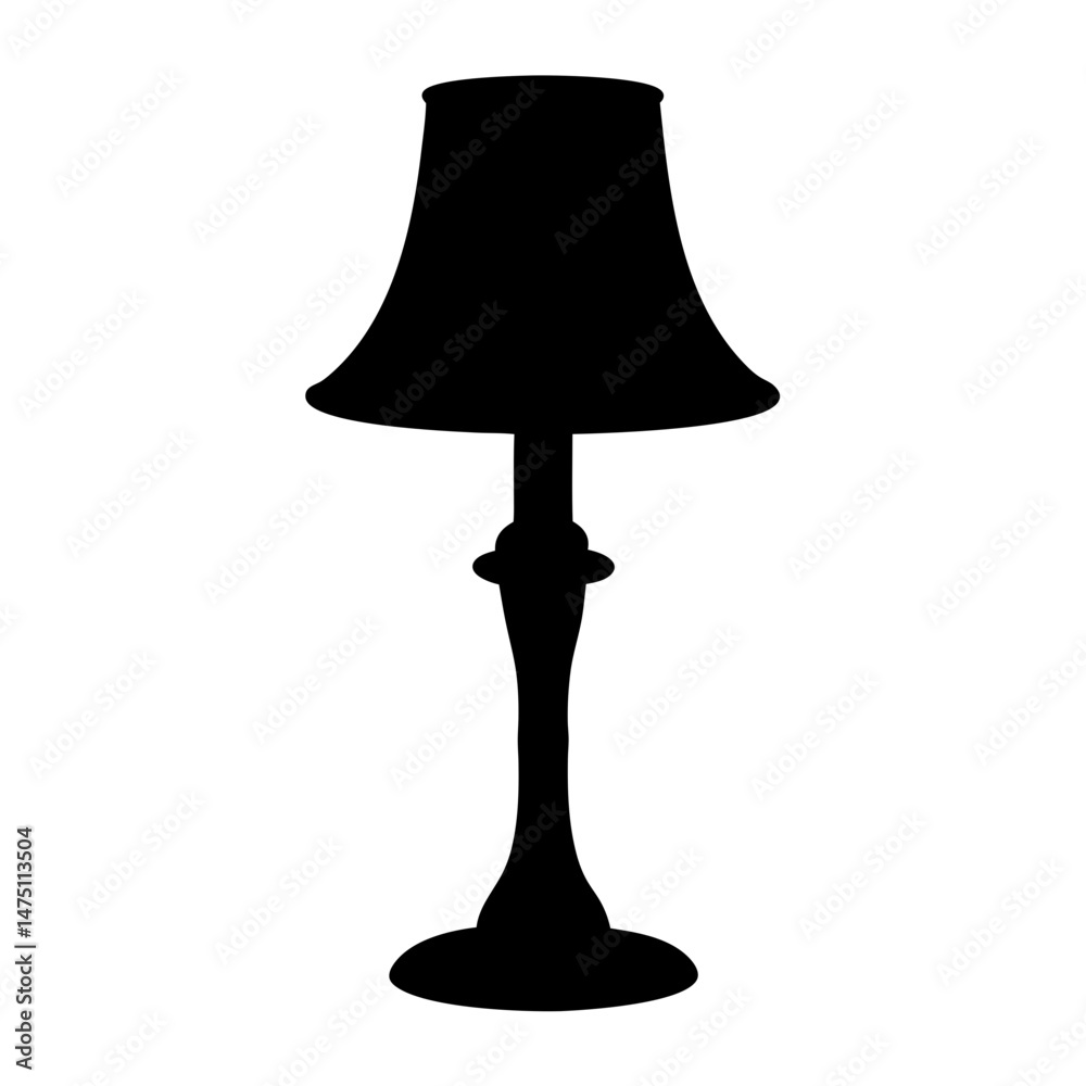 Elegant Silhouette of a Classic Table Lamp on a White Background Elegant Silhouette of a Classic Table Lamp on a White Background