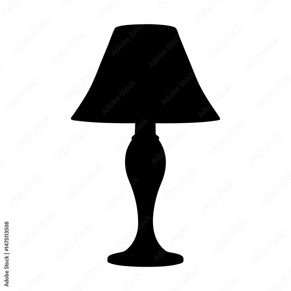 Elegant Black Silhouette of a Table Lamp with Classic Design Elements Elegant Black Silhouette of a Table Lamp with Classic Design Elements