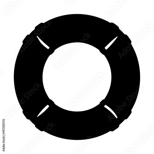 Silhouette of a safety ring, providing security in the water, with protection