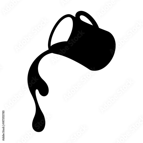 Black and white illustration of liquid being poured from a pitcher